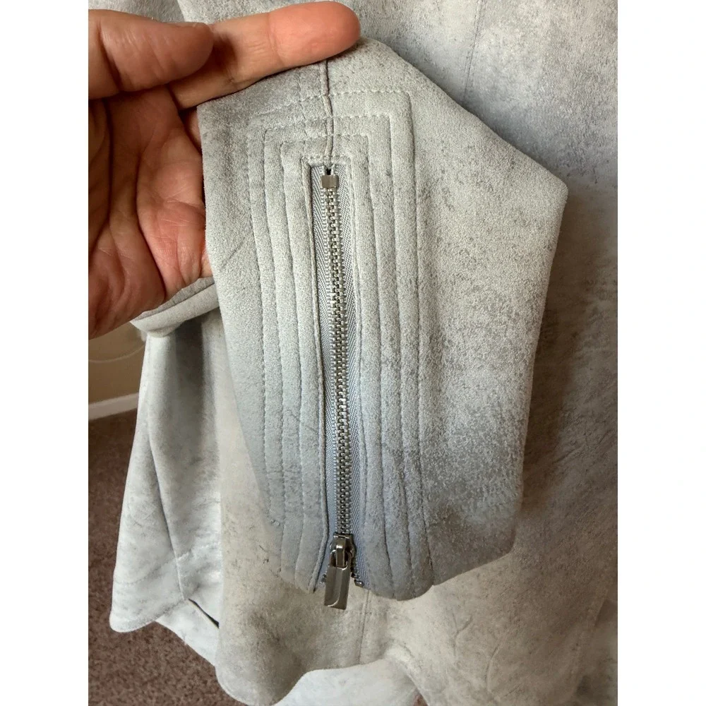 Jones New York Womens Gray Drape Front Faux Suede Jacket Size‎ S